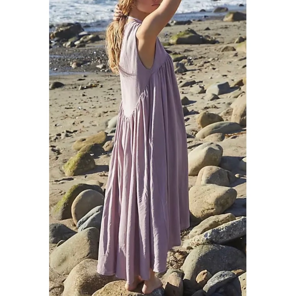 Free People Beach Madelyn Midi Dress in Pale Pink Size Small - Picture 2 of 7